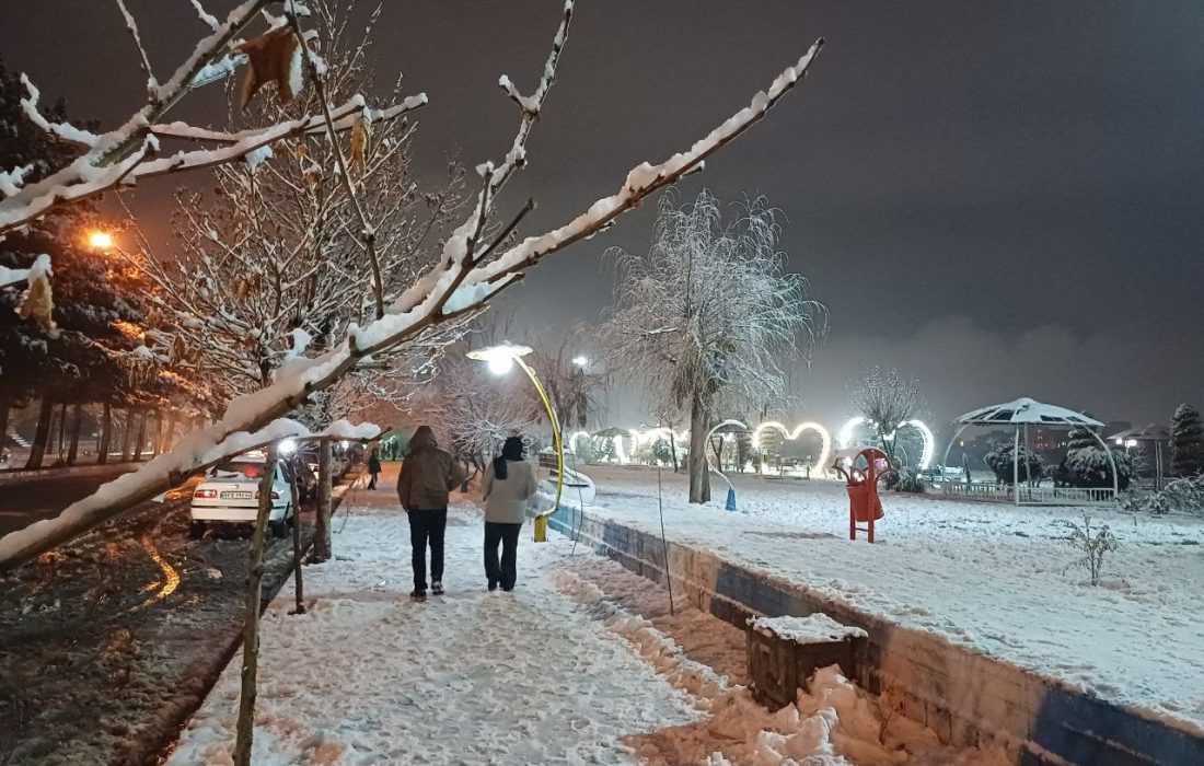 جلوه‌هایی از شب برفی میاندوآب