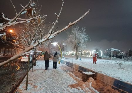 جلوه‌هایی از شب برفی میاندوآب